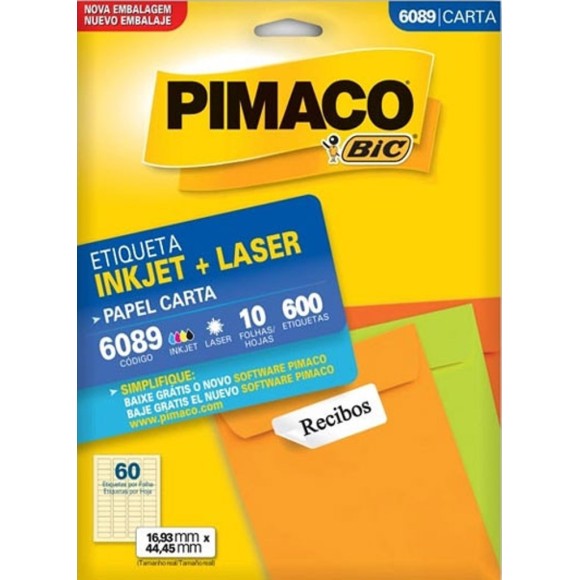 ETIQUETA 6089 COM 10 FOLHAS PIMACO