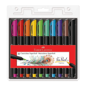 CANETA HIDROGRÁFICA SUPERSOFT BRUSH 10 CORES 150710 FABER CASTELL