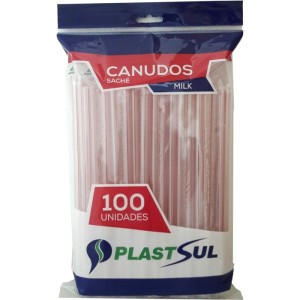 CANUDO MILK SHAKE 100 UNIDADES PLASTSUL
