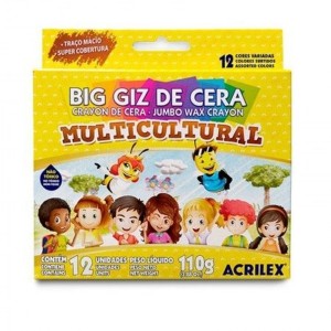 GIZÃO DE CERA 12 CORES MULTICULTURAL REF.9122 ACRILEX