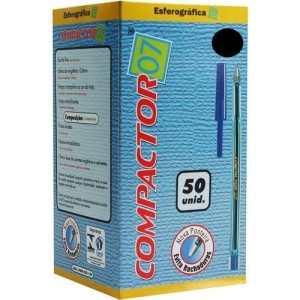 CANETA ESFEROGRÁFICA 0.7 PRETA CAIXA C/50 COMPACTOR