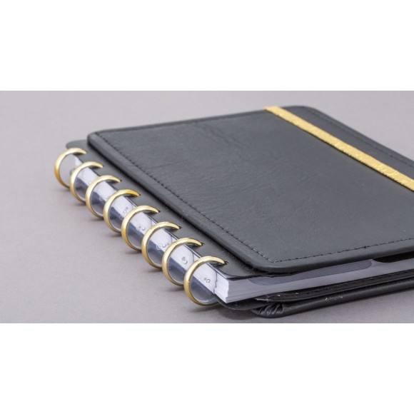 DISCOS + ELÁSTICO PARA CADERNO INTELIGENTE 23MM DOURADO
