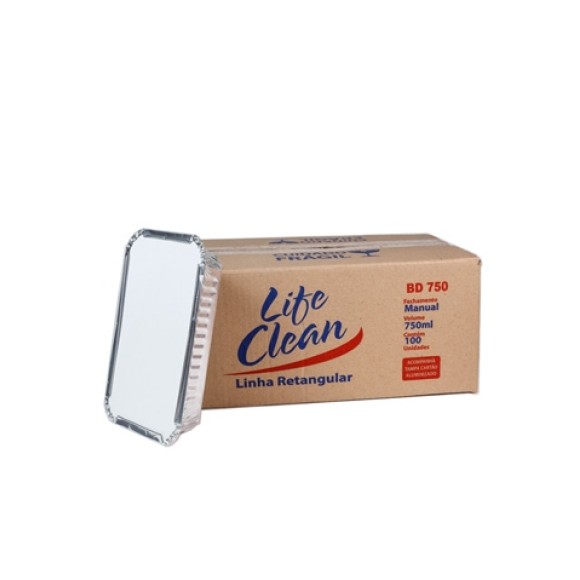 MARMITEX DE ALUMÍNIO RETANGULAR D7 750ML C/100 UNIDADES LIFE CLEAN