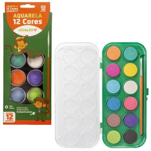 AQUARELA EM PASTILHA 12 CORES LEO&LEO