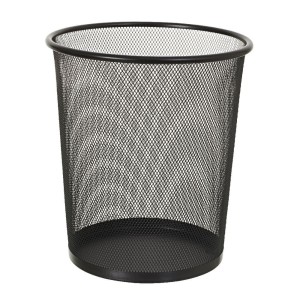 LIXEIRA METAL TELADO REDONDO PRETO REF. LI509