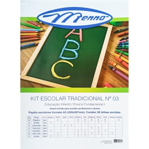KIT ESCOLAR TRADICIONAL Nº3 A3 COM 38 FOLHAS MENNO