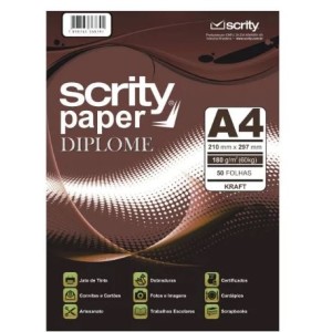 PAPEL A4  KRAFT NATURAL 180 G/M² COM 50 FOLHAS SCRITY