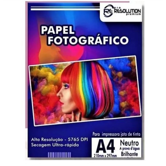 PAPEL FOTOGRÁFICO GLOSSY ADESIVO A4 150GRS 50FLS PRO RESOLUTION