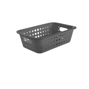 CESTA ORGANIZADOR DE PLÁSTICO MÉDIA CINZA OU