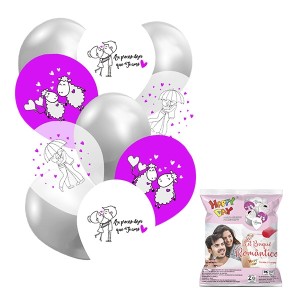 BALÃO BEXIGA KIT BUQUE ROMÂNTICO C/10 HAPPY DAY