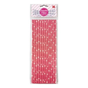 CANUDO DE PAPEL ROSA E BRANCO - ESTRELINHAS 6MMx200MM C/12 UNIDADES 4331 MAKE