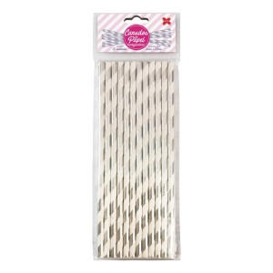 CANUDO DE PAPEL LISTRADO - PRATA METALIZADO 6MMx200MM C/12 UNIDADES 4300 MAKE