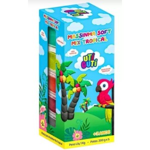 MASSA DE MODELAR SOFT 5 CORES X 200G MIX TROPICAL UTI GUTI