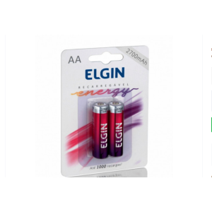 PILHA PEQUENA RECARREGÁVEL AA 2700MAH CARTELA C/2 UNIDADES ELGIN