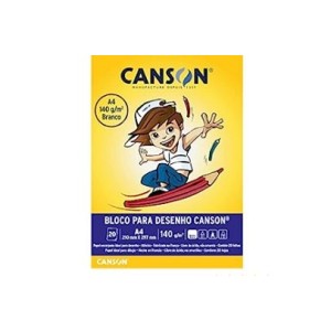 BLOCO DE DESENHO A4 BRANCO 140 G/m² COM 20 FOLHAS CANSON