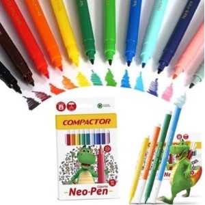 CANETINHAS HIDROGRÁFICAS COM 12 CORES NEO-PEN COMPACTOR
