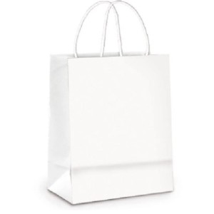 SACOLA DE PAPEL BRANCA 18 X 10,5 X 34 CM REF.114 ZAGAROLLO