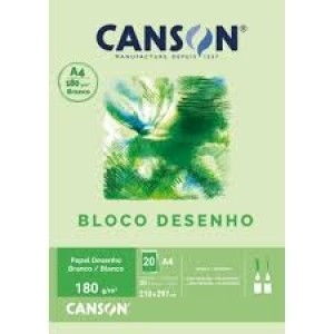 BLOCO DE DESENHO BRANCO A4 180G/M² COM 20 FOLHAS CANSON