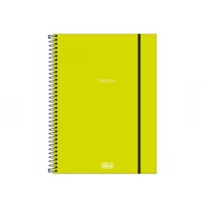 CADERNO UNIVERSITÁRIO NEON VERDE LIMÃO DE 10 MATÉRIAS TILIBRA