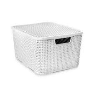 CAIXA ORGANIZADORA PLÁSTICA 15 LITROS RATTAN BRANCO ARQPLAST