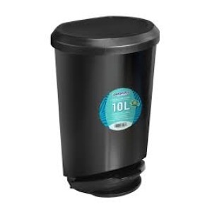 CESTO DE LIXO PRETO DE 10 LITROS COM PEDAL ARQPLAST