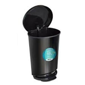 CESTO DE LIXO PRETO DE 10 LITROS COM PEDAL ARQPLAST