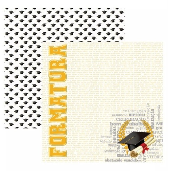 FOLHA SCRAPBOOK DECORADA 20267 FORMATURA CAPELO TEC
