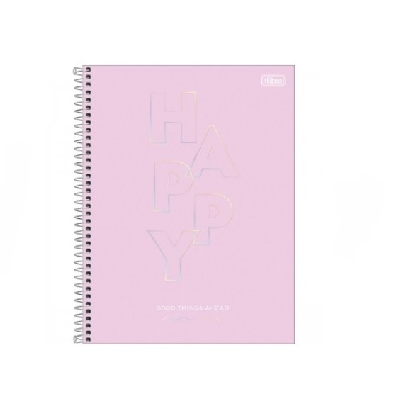 CADERNO 80FLS 1 MATÉRIA UNIVERSITÁRIO CAPA DURA ESPIRAL COM FURO HAPPY TILIBRA