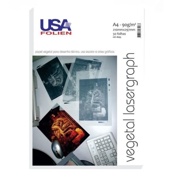 PAPEL VEGETAL A4 90G/M² COM 50 FOLHAS USAFOLIEN