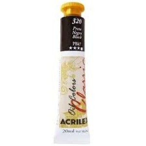 TINTA ÓLEO BISNAGA 20ML REF.320 PRETO ACRILEX