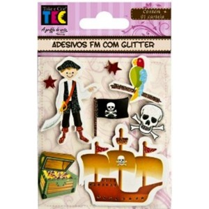 ADESIVOS FEITOS À MÃO COM GLITTER PIRATA REF.15300 TOKE E CRIE