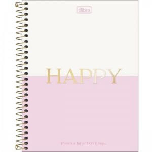 CADERNO 80FLS 1 MATÉRIA COLEGIAL CAPA DURA ESPIRAL HAPPY TILIBRA