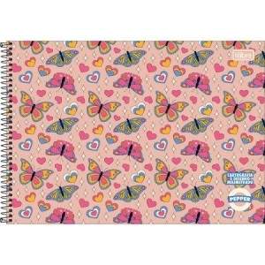 CADERNO 80FLS DE CARTOGRAFIA E DESENHO CAPA DURA ESPIRAL MILIMETRADO PEPPER ESTAMPADO TILIBRA