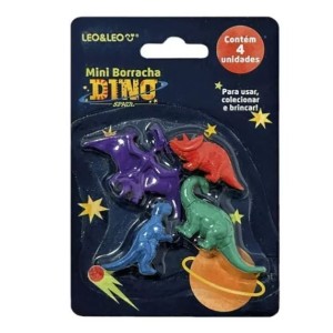 BOARRACHA MINI DINO SPACE C/4 UNIDADES LEO&LEO