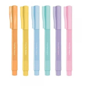 CANETA HIDROGRÁFICA 0.4 FINE PEN 6 CORES PASTEL FABER CASTELL