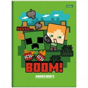 CADERNO UNIVERSITÁRIO 80FLS CAPA DURA BROCHURA MINECRAFT FORONI