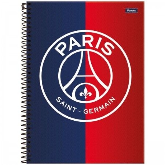 CADERNO 160FLS 10 MATÉRIAS UNIVERSITÁRIO CAPA DURA ESPIRAL PARIS SAINT GERMAIN FORONI