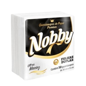 GUARDANAPO BRANCO 30x31 FOLHA DUPLA C/50 NOBBY