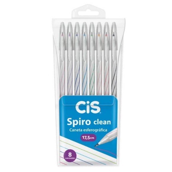 CANETA ESFEROGRÁFICA 0,7MM 8 CORES SPIRO CLEAN CIS