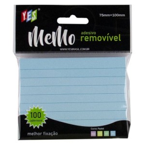 BLOCO ADESIVO 75x100 AMARELO PAUTADO 100FLS YES