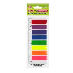 MARCADOR DE PÁGINA 12MMx44MM ADESIVO SEMITRANSPARENTE C/200 ADELBRAS