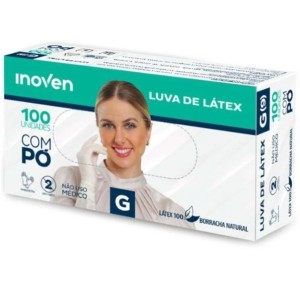 LUVA DE LÁTEX NÃO CIRURGICA G 100 UNIDADES C/PÓ INOVEN