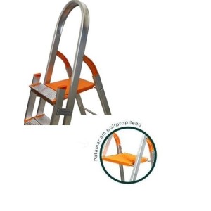 ESCADA DE ALUMÍNIO DUPLA 6 DEGRAUS PATAMAR 187CM EMD006 ÁGATA