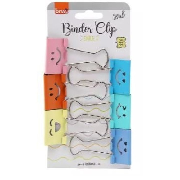 BINDER CLIPS EMOJI NEON 25MM 6 UNIDADES BRW