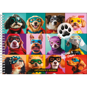 CADERNO 80FLS CARTOGRAFIA E DESENHO CAPA DURA ESPIRAL PETS LOVE JANDAIA