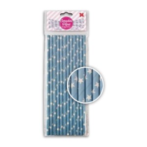 CANUDO DE PAPEL AZUL E BRANCO - ESTRELINHAS 6MMx200MM C/12 UNIDADES 4334 MAKE