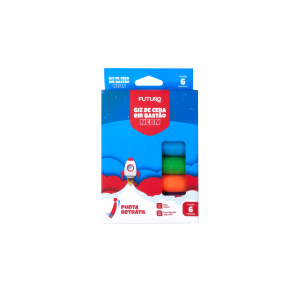 GIZ DE CERA 6 CORES EM BASTÃO RETRÁTIL NEON FUTURO