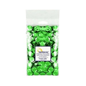 LANTEJOULA 10MM VERDE FOLHA SACO 100G LANTECOR